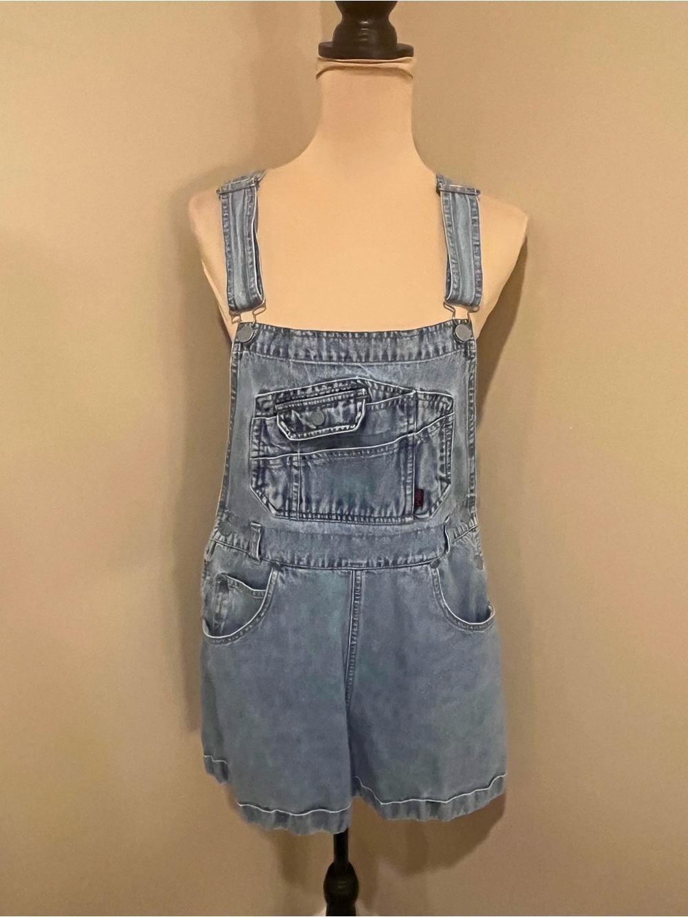 Squeeze Light Wash Denim Shortalls 90s, size Large
